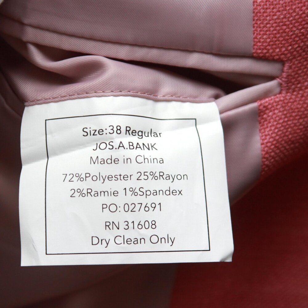 Jos A Bank Tailored Fit Sportcoat Jacket Blazer 38R Coral D120714 - Picture 9 of 10